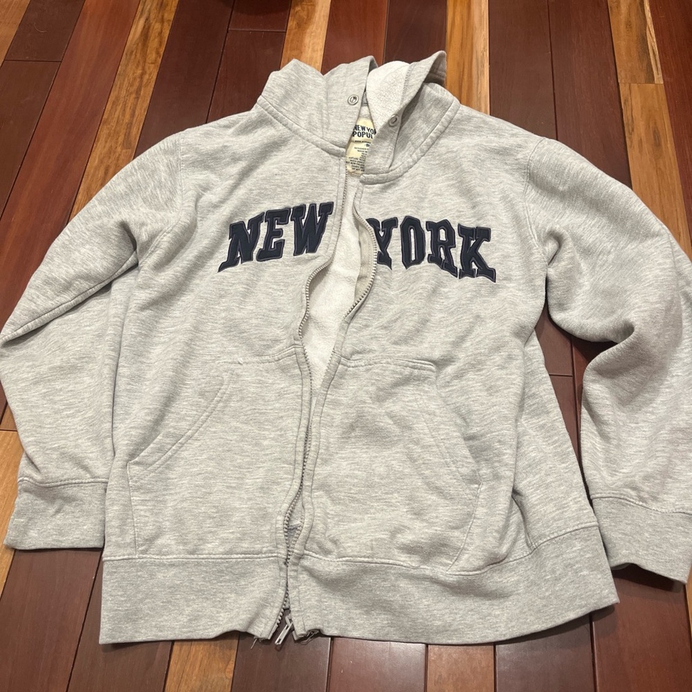 Gray "New York" Zip-Up Hoodie